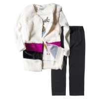 Παιδικό σετ για κορίτσια Monday άσπρο με στάμπα για καλό ντύσιμο για βόλτα casual γούνα αμάνικο 6 16 χρονών paidika rouxa online