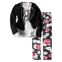 Παιδικό σετ για κορίτσια Happy Style floral κοριτσίστικο με λουλούδια καλό ντύσιμο με ασυμοκλωστή για δώρο paidika rouxa online
