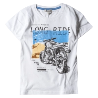 Παιδική μπλούζα New College για αγόρια Long Ride Άσπρο