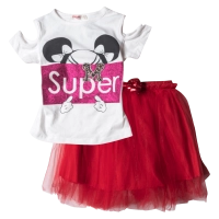 Παιδικό σετ για κορίτσια Super M Κόκκινο κοριτσίστικα σετ με φούστα τουτού καλοκαιρινά μοντέρνα