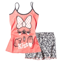 Παιδική πιτζάμα Like για κορίτσια Kiss Πορτοκαλί κοριτσίστικες καλοκαιρινές μοντέρνες ελληνικές πιτζάμες