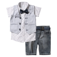 Παιδικό σετ για αγόρια Abajo γκρι σετάκια μοντέρνα με πουκάμισο γιλέκο καλοκαιρινά ιδιαίτερα για αγοράκια ετών online