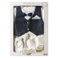 Βρεφικό σετ για νεογέννητα αγόρια Silver Poua Μπλε αγορίστικο μπλούζα γιλέκο παπούτσια δώρο σε κουτί