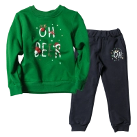 Παιδικό χριστουγεννιάτικο σετ Oh Deer Πράσινο αγορίστικο και κοριτσίστικο οικονομικό ποιοτικό μοντέρνο ζεστό