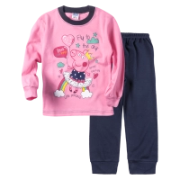 Παιδική πιτζάμα Ελίνα για κορίτσια Fly to the Sky Ροζ κοριτσίστικες ελληνικές βαμβακερές πιτζάμες
