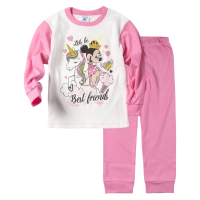 Παιδική πιτζάμα Ελίνα για κορίτσια Always Best Friends Ροζ κοριτσίστικες ελληνικές βαμβακερές πιτζάμες
