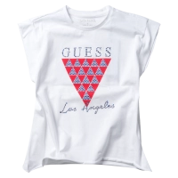Παιδική μπλούζα GUESS για κορίτσια Los Angeles άσπρο