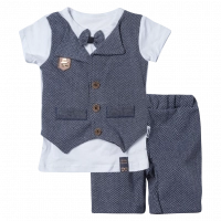 Βρεφικό σετ για αγόρια Little man γκρί μπλέ καλό ντύσιμο για μωράκια ποιοτικά βαμβακερά online