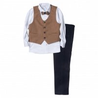 Παιδικό κοστούμι με γιλέκο για αγόρια Λήμνος καφέ 9-12