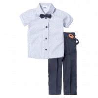 Παιδικό σετ με πουκάμισο για αγόρια Fly άσπρο μπλέ 