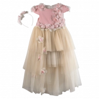Παιδικό φόρεμα για κορίτσια Ηροφίλη ροζ κοριτσίστικα γάμους βαφτίσεις καλά φορέματα εκκλησία τούλι ετών online (2)