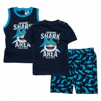 Βρεφικό σετ New College για αγόρια shark area μπλε αγορίστικα σετάκια καλοκαιρινά μακό ελληνικά οικονομικά