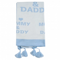 Βρεφική κουβέρτα Mommy Daddy για αγόρια γαλάζιο