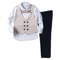 Παιδικό κοστούμι με γιλέκο για αγόρια Σολ κρεμ 5-8 
