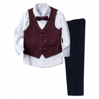 Παιδικό κοστούμι με γιλέκο για αγόρια Σίκινος μπορντό 1-4