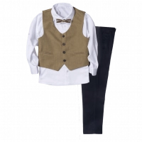 Παιδικό κοστούμι με γιλέκο για αγόρια Λήμνος 2 καφέ