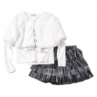 Παιδικό σετ ΕΒΙΤΑ για κορίτσια Fashion άσπρο κάζουαλ άνετο  βόλτα πάρτι εκδηλώσεις φούστα μπολερό ετών online (1)