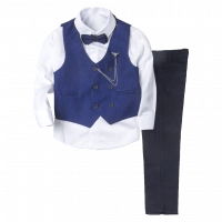 Παιδικό κοστούμι με γιλέκο για αγόρια Mayaguez μπλε αμπιγέ 5-8