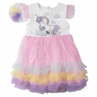 Παιδικό φόρεμα αμπιγέ για κορίτσια sky Unicorn ροζ