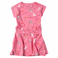 Παιδικό φόρεμα losan για κορίτσια zoo ροζ καλοκαιρινό αμάνικο μονόκερος καθημερινό (1)