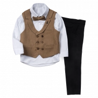 Παιδικό κοστούμι με γιλέκο για αγόρια Σολ καφέ  1-4   