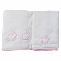 Παιδικό σετ πετσέτες ABO Rabbit pink άσπρο 60-120Εκ 