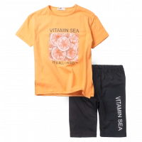 Παιδικό σετ ΝΕΚ για κορίτσια vitame sea πορτοκαλί καλοκαιρινά σετάκια μακό με βερμούδα t-shirt ελληνικά μοντέρνα ετών (1)