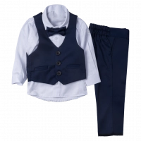 Βρεφικό κοστούμι με γιλέκο για αγόρια Νηρέας navy μπλε