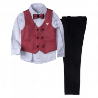 Παιδικό κοστούμι με γιλέκο για αγόρια Λέανδρος cherry 1-4