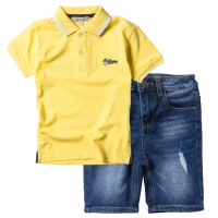 Παιδική μπλούζα New Collage για αγόρια NC Polo Κίτρινο αγορίστικες καλοκαιρινές ελληνικές μπλούζες κοντομάνικες | Παιδική βερμούδα τζιν New College για αγόρια Denim4 μπλε jean βερμούδες ετών ελληνικές Online 