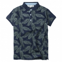 Παιδική μπλούζα polo New College για αγόρια leaves μπλε