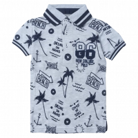 Παιδική μπλούζα polo New college για αγόρια beach drink γκρι 
