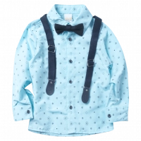 Παιδικό πουκάμισο για αγόρια Olpito γαλάζιο μοντέρνο αγορίστικο με τιράντες και παπιγιόν ετών online (1)