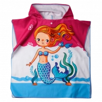 Παιδικό πόντσο θαλάσσης πετσέτα για κορίτσια mermaid ροζ (2)