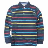 Παιδική μπλούζα polo New College για αγόρια Rainbow Stripes μπλε