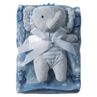 Βρεφική κουβέρτα Serafino για αγόρια Elephant γαλάζιο 70x100 ζεστή απαλή με αρκουδάκι για το καρότσι μηνών Online (4)