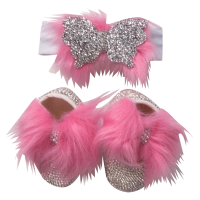 Bρεφικό σετ δωρου παπούτσια και κορδέλα για κορίτσια Butterfly ροζ 