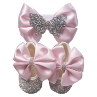 Bρεφικό σετ δωρου παπούτσια και κορδέλα για κορίτσια Butterflystras ροζ 
