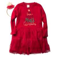 Παιδικό χριστουγεννιάτικο φόρεμα Joy Hope για κορίτσια κόκκινο (1)