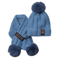 Παιδικό σετ σκούφος & κασκόλ wintery μπλε χειμώνας αγόρι οικονομικό ζεστό online (1)