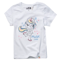 Παιδική μπλούζα AKO για κορίτσια unicorn music άσπρο κοντομάνικες μπλούζες καλοκαιρινές με μονέκερο tshirt μοντέρνα ετών