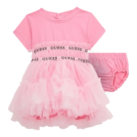 Βρεφικό φόρεμα GUESS για κορίτσια Sugar ροζ κοριτσίστικα μοντέρνα καλοκαιρινά φορέματα επώνυμα online ετών  (2)