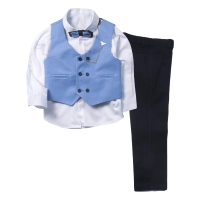 Παιδικό κοστούμι με γιλέκο για αγόρια Mayaguez γαλάζιο 1-4