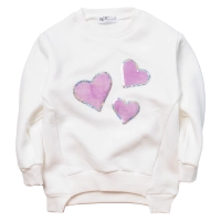 Παιδική μπλούζα ΝΕΚ για κορίτσια Hearts άσπρο ζεστό φούτερ για το σχολείο χειμωνιάτικη ετών online