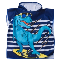 Παιδικό πόντσο θαλάσσης πετσέτα για αγόρια Dino Surfer μπλε μπουρνουζοπετσέτα κουκούλα δεινόσαυρος παραλία ετών online (1)