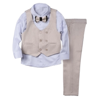 Παιδικό κοστούμι με γιλέκο για αγόρια Mayaguez2 μπεζ (6-10)