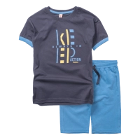 Παιδικό σετ Reflex για αγόρια Keep μπλε καλοκαιρινά σετ κοντομάνικα με βερμούδα ελληνικά μακό ετών