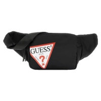 Παιδική τσάντα Guess για αγόρια Triangle Label μαύρη μπανανα μέσης επώνυμη βόλτα σχολείου online