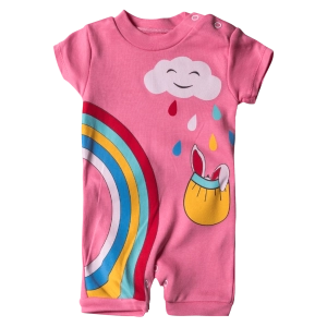 Βρεφικό φορμάκι για κορίτσια Cloud Rainbow Ροζ κοριτσίστικα καλοκαιρινά ζιπουνάκια