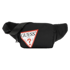 Παιδική τσάντα Guess για αγόρια Triangle Label μαύρη μπανανα μέσης επώνυμη βόλτα σχολείου online